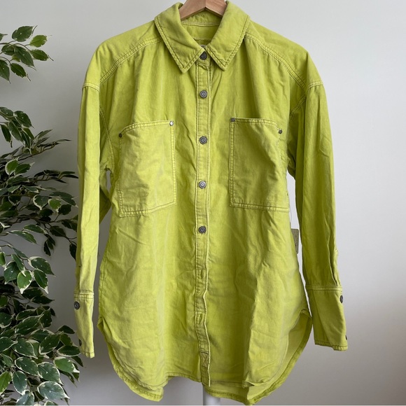 NEW Free People Baby Cord Buttondown Shirt - Picture 3 of 12